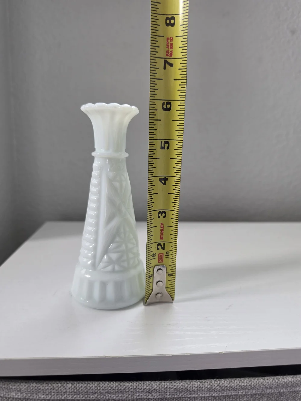 Anchor Hocking White Milk Glass Bud Vase with Scalloped Rim